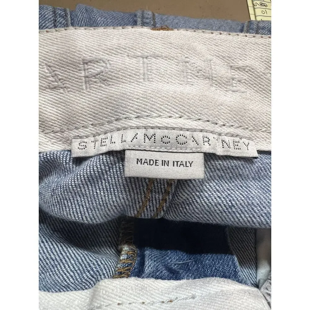 Stella McCartney Women’s Straight Legged Cropped Two Tone Jeans Blue Size 24